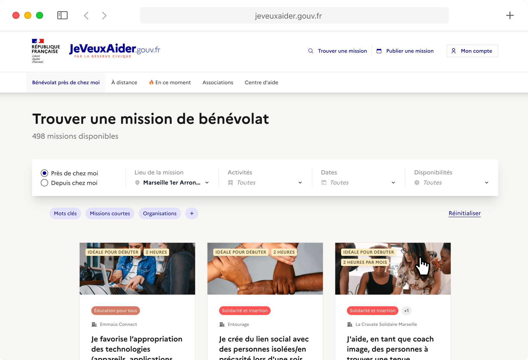 Site JeVeuxAider.gouv.fr